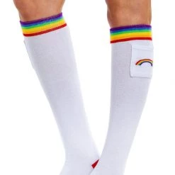 Tipsy Elves White Rainbow Socks With Pocket - Women's Style