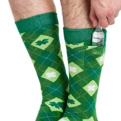 Tipsy Elves Men's Argyle Clover Socks With Pockets