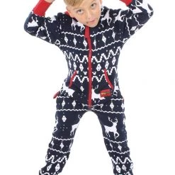 Tipsy Elves Holidays & Occasions Boy's / Girl's Blue Fair Isle Reindeer Jumpsuit