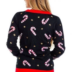Tipsy Elves Women's Sequin Candy Cane Cardigan