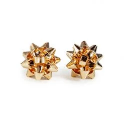 Tipsy Elves Gold Gift Bow Post Earrings