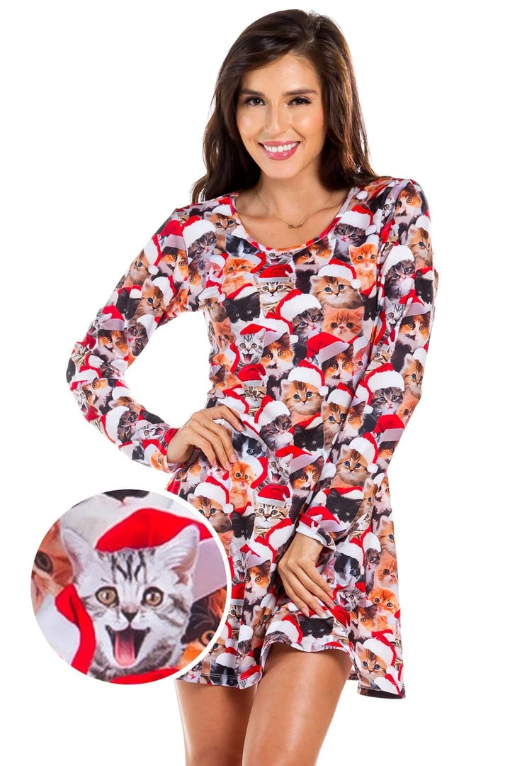 Tipsy Elves Women's Meowy Catmus Dress 2 Tipsy Elves Women's Meowy Catmus Dress