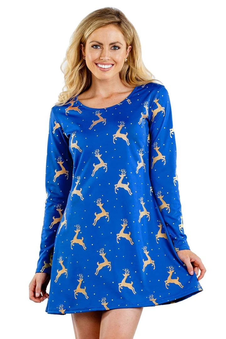 Tipsy Elves Women's Golden Reindeer Dress 1 Tipsy Elves Women's Golden Reindeer Dress