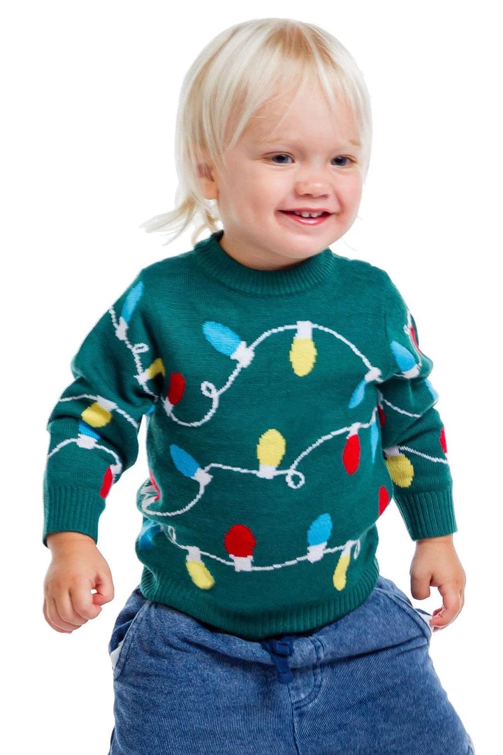 Tipsy Elves Baby / Toddler Green Christmas Lights Sweater Kids & Baby 1 Tipsy Elves Baby / Toddler Green Christmas Lights Sweater Kids & Baby