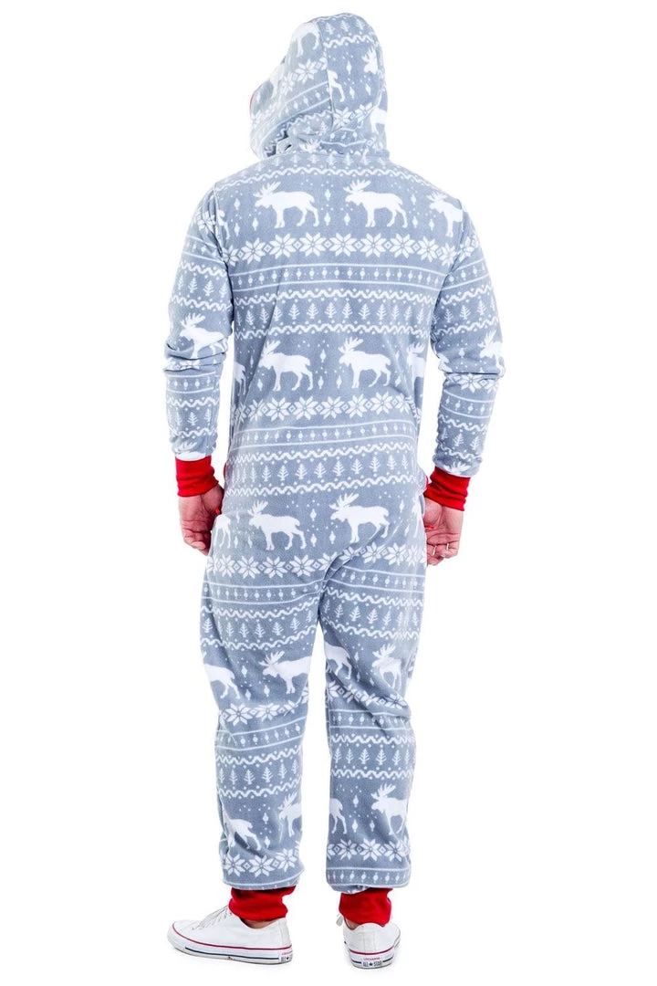 Tipsy Elves Men's Grey Moose Jumpsuit 4 Tipsy Elves Men's Grey Moose Jumpsuit