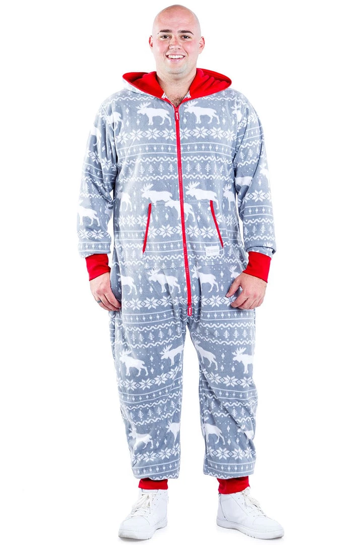 Tipsy Elves Men's Grey Moose Jumpsuit 6 Tipsy Elves Men's Grey Moose Jumpsuit