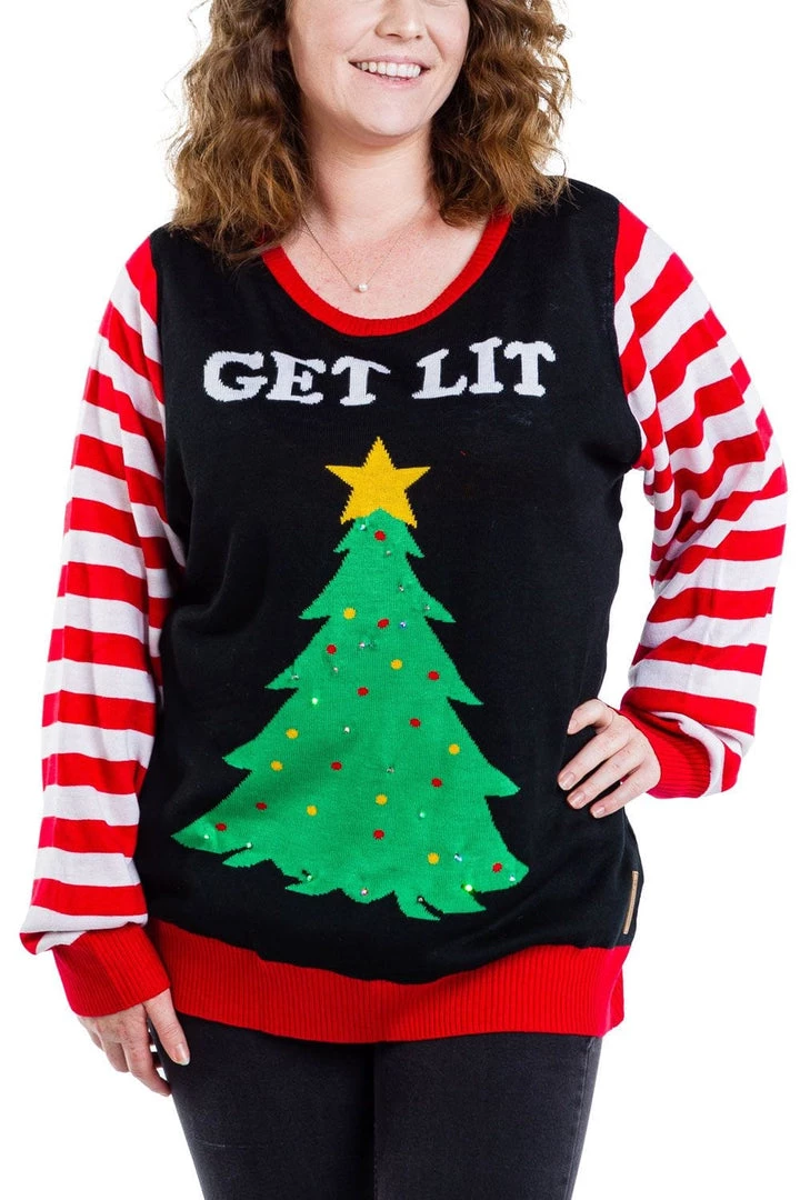 Tipsy Elves Women's Get Lit Light Up Ugly Christmas Sweater 3 Tipsy Elves Women's Get Lit Light Up Ugly Christmas Sweater