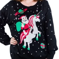 Tipsy Elves Women's Santa Unicorn Ugly Christmas Sweater 8 Tipsy Elves Women's Santa Unicorn Ugly Christmas Sweater