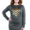 Tipsy Elves Women's Sequined Snowflake Plus Size Sweater Dress