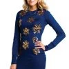 Tipsy Elves Women's Golden Snowflake Sweater Dress