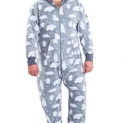 Tipsy Elves Men's Polar Bear Big And Tall Jumpsuit