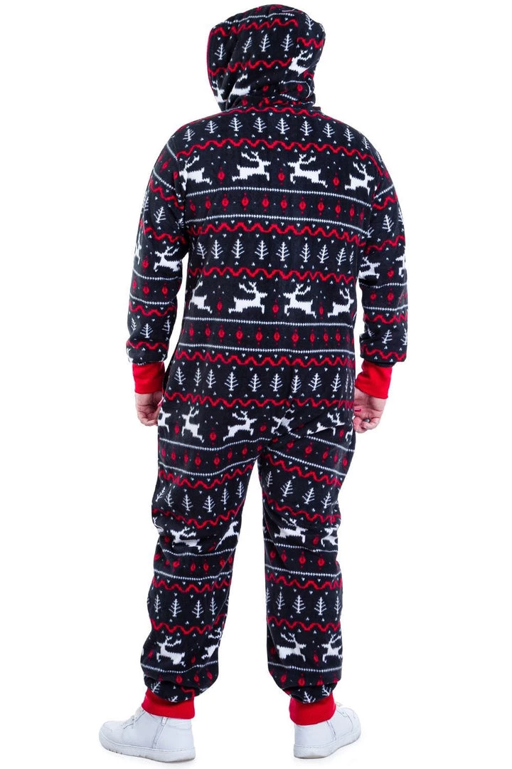 Tipsy Elves Men's Black And Red Fair Isle Big And Tall Jumpsuit 2 Tipsy Elves Men's Black And Red Fair Isle Big And Tall Jumpsuit