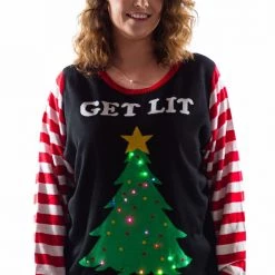 Tipsy Elves Women's Get Lit Light Up Plus Size Ugly Christmas Sweater