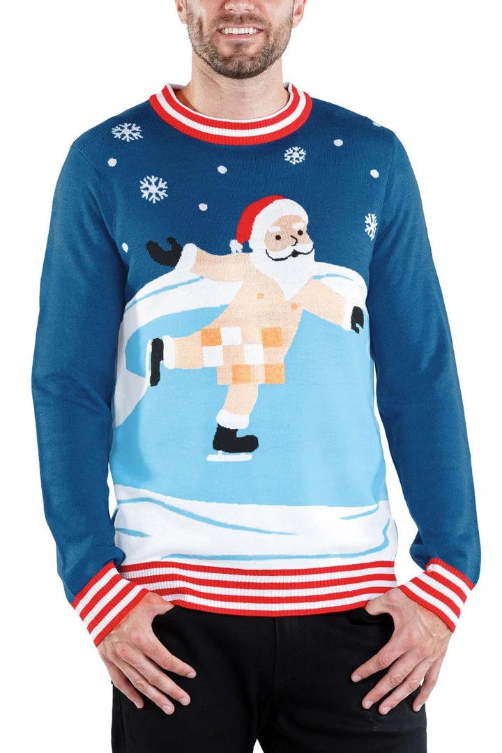 Tipsy Elves Men's Censored Skater Ugly Christmas Sweater 1 Tipsy Elves Men's Censored Skater Ugly Christmas Sweater