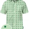 Tipsy Elves Men's Mint Clover Button Down Shirt