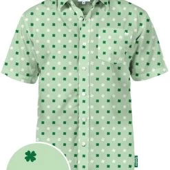 Tipsy Elves Men's Mint Clover Button Down Shirt