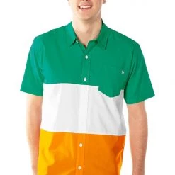Tipsy Elves Men's Irish Flag Button Down Shirt