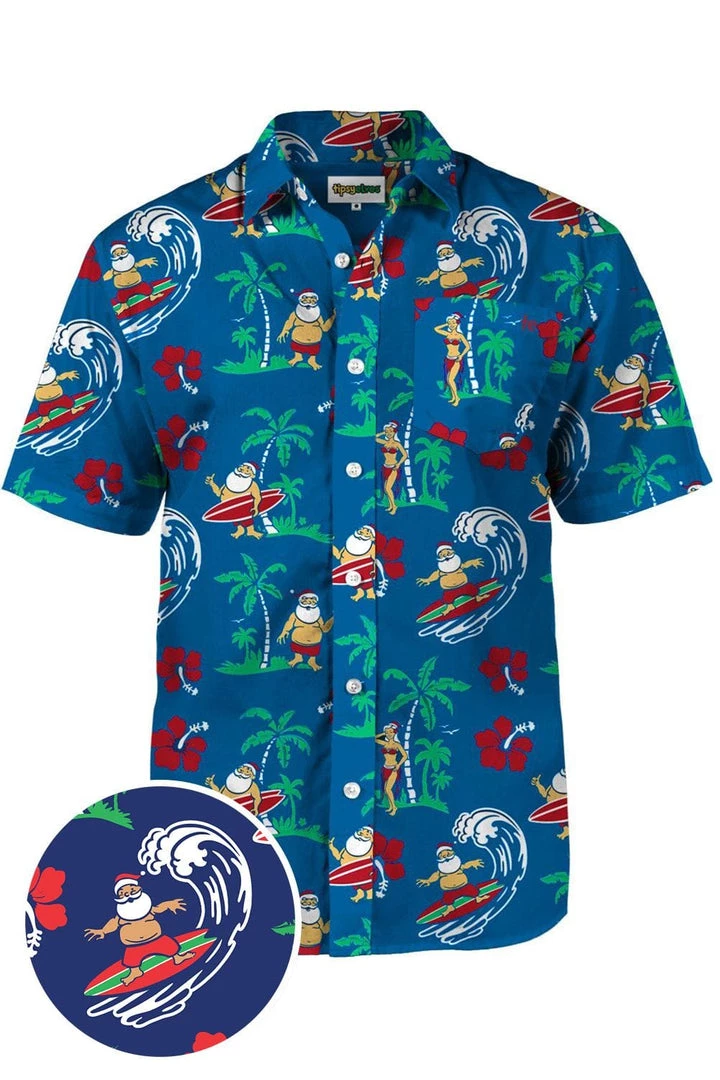 Tipsy Elves Men's Surf's Up Santa Hawaiian Shirt Spring 1 Tipsy Elves Men's Surf's Up Santa Hawaiian Shirt Spring