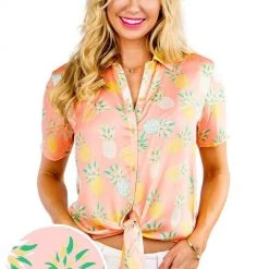 Tipsy Elves Women's Pina Colada Hawaiian Shirt Spring