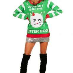 Tipsy Elves Women's Litter Box Freeform Sweater