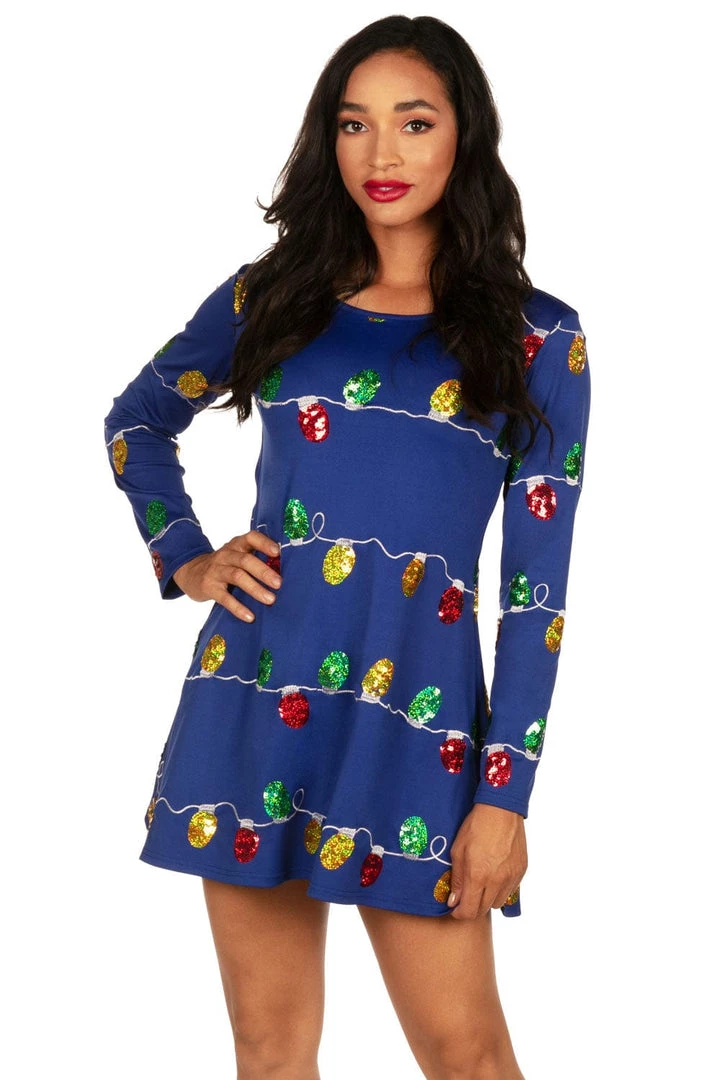 Tipsy Elves Women's Sequin Christmas Lights Dress 1 Tipsy Elves Women's Sequin Christmas Lights Dress