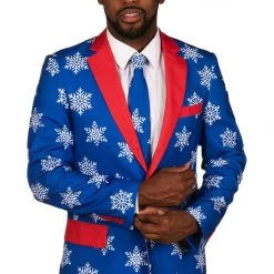 Tipsy Elves Men's Blue Snowflake Blazer