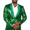 Tipsy Elves Green Sequin All Over Blazer Men