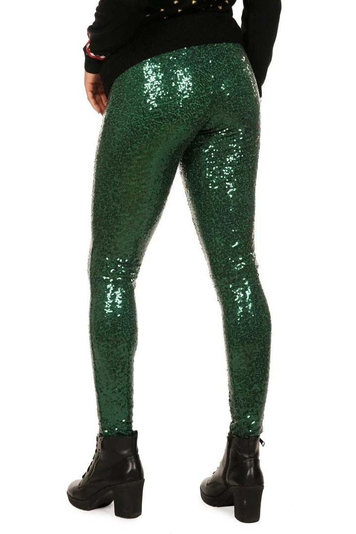 Tipsy Elves Dark Green Sequin Leggings 2 Tipsy Elves Dark Green Sequin Leggings