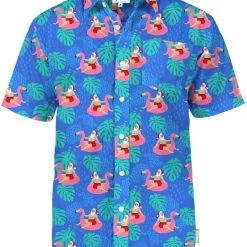 Tipsy Elves Men's Santa Pool Party Button Down Shirt