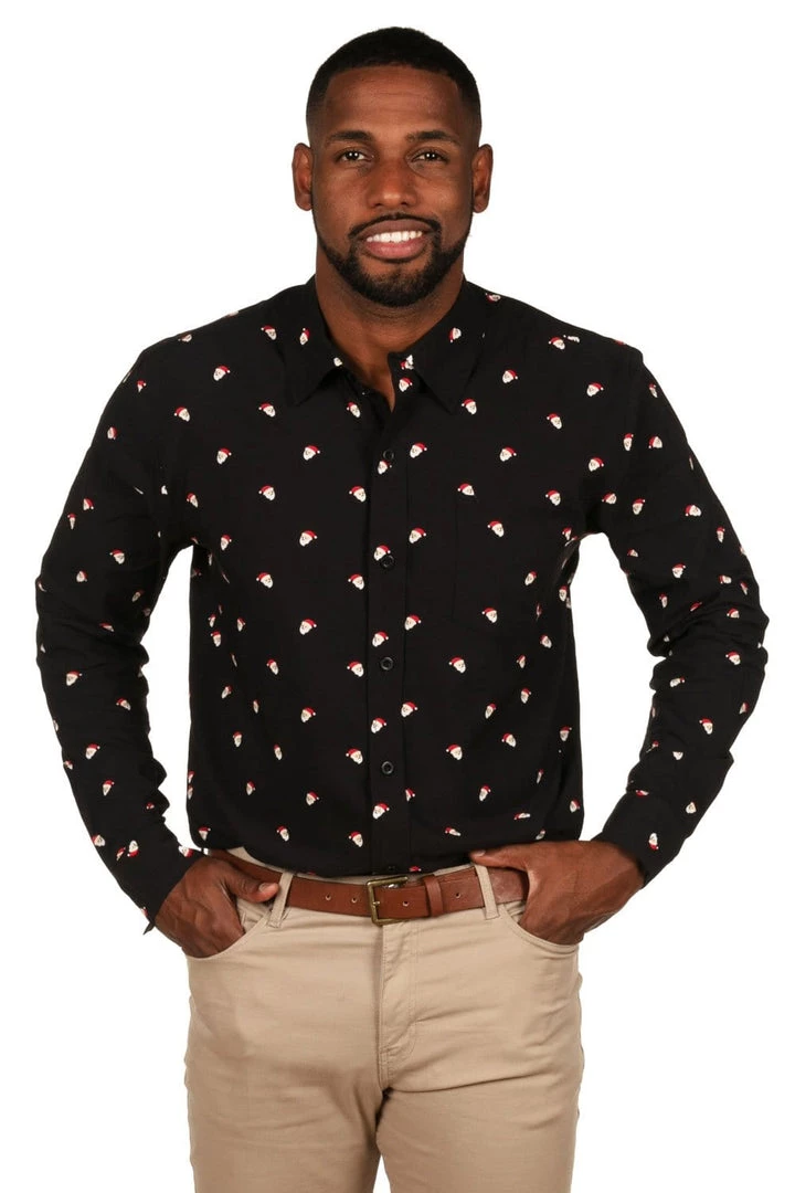 Tipsy Elves Men's Mr. Claus Long-Sleeve Button Down Shirt 2 Tipsy Elves Men's Mr. Claus Long-Sleeve Button Down Shirt