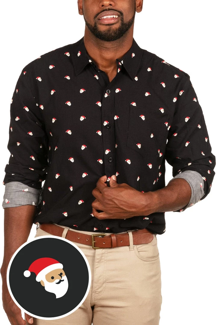 Tipsy Elves Men's Mr. Claus Long-Sleeve Button Down Shirt 1 Tipsy Elves Men's Mr. Claus Long-Sleeve Button Down Shirt