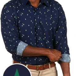 Tipsy Elves Men's Tree Time Long-Sleeve Button Down Shirt