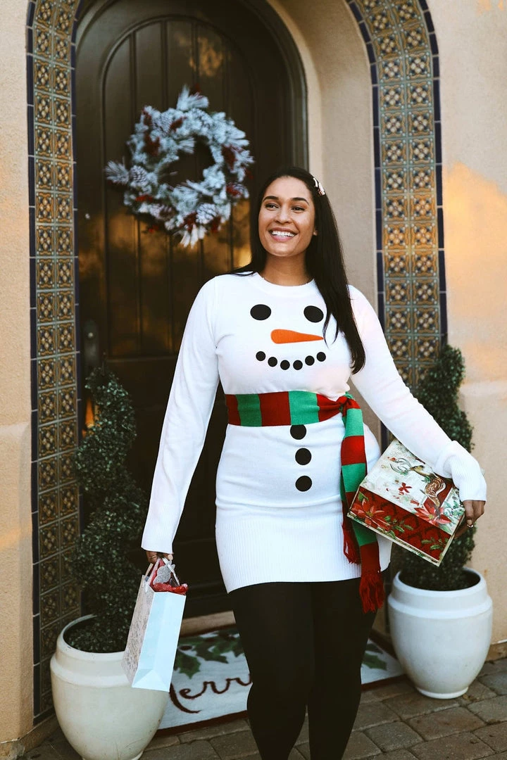 Tipsy Elves Women's Snowman Scarf Sweater Dress 5 Tipsy Elves Women's Snowman Scarf Sweater Dress