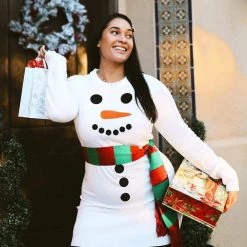 Tipsy Elves Women's Snowman Scarf Sweater Dress 11 Tipsy Elves Women's Snowman Scarf Sweater Dress