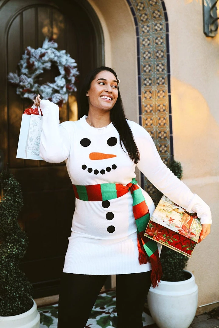 Tipsy Elves Women's Snowman Scarf Sweater Dress 6 Tipsy Elves Women's Snowman Scarf Sweater Dress