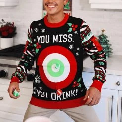 Tipsy Elves Men's Drinking Game Ugly Christmas Sweater