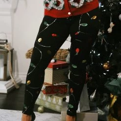 Tipsy Elves Christmas Lights Plus Size Leggings Women