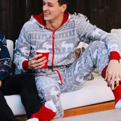 Tipsy Elves Men's Grey Moose Jumpsuit 12 Tipsy Elves Men's Grey Moose Jumpsuit