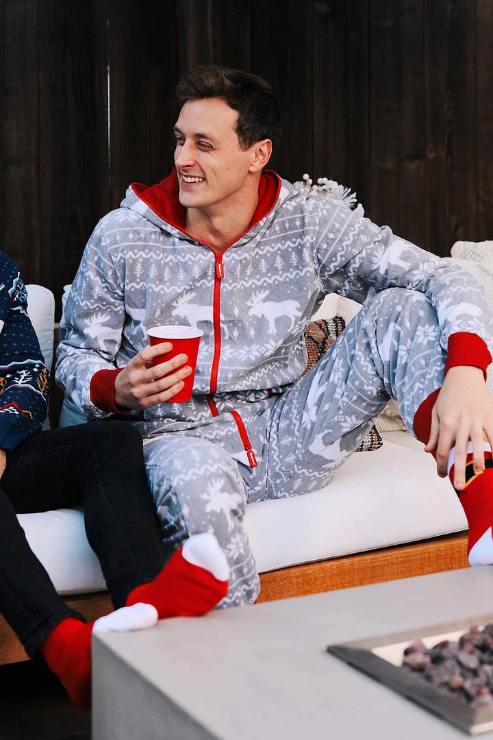 Tipsy Elves Men's Grey Moose Jumpsuit 5 Tipsy Elves Men's Grey Moose Jumpsuit
