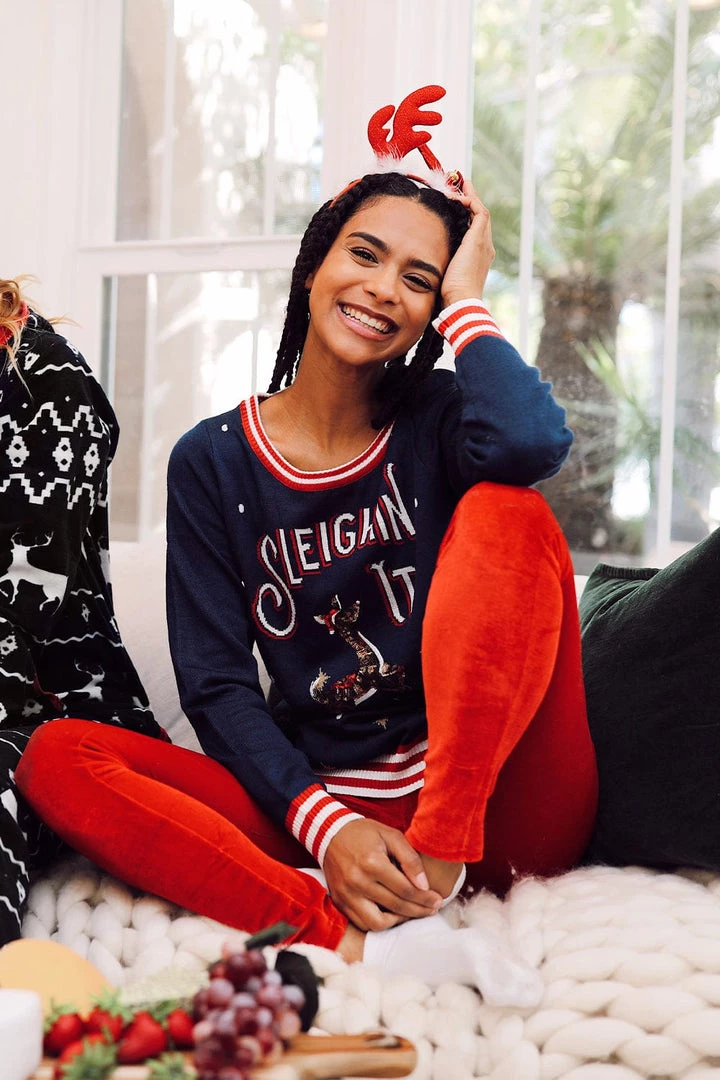 Tipsy Elves Women's Sleighin' It Ugly Christmas Sweater 2 Tipsy Elves Women's Sleighin' It Ugly Christmas Sweater