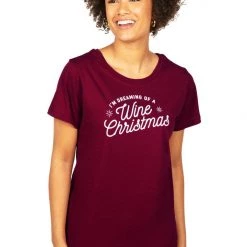 Tipsy Elves Women's Dreaming Of A Wine Christmas Tee