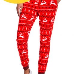 Tipsy Elves Women's Red Reindeer Jogger Sweatpants
