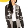 Tipsy Elves Women's Winter Moose Zip Up Hooded Sweater