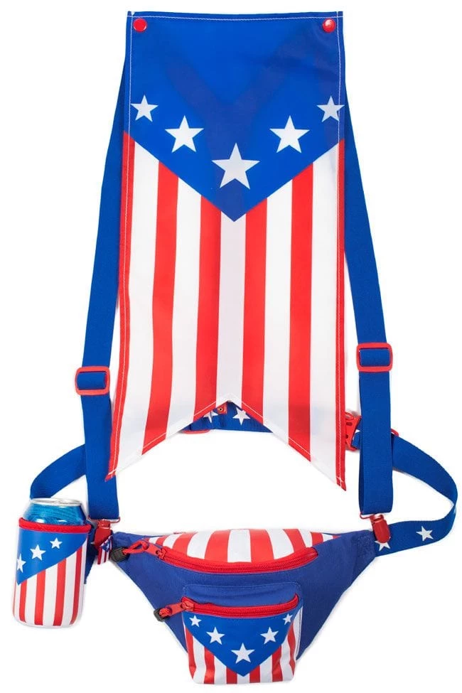 Tipsy Elves USA Fanny Pack With Cape 3 Tipsy Elves USA Fanny Pack With Cape