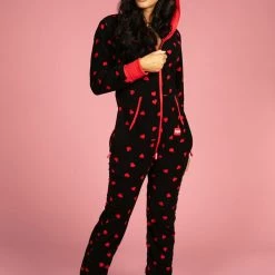Tipsy Elves Women's Hearts On Fire Jumpsuit & Gift Box