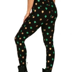 Tipsy Elves Gold Foil Clover High Waisted Leggings