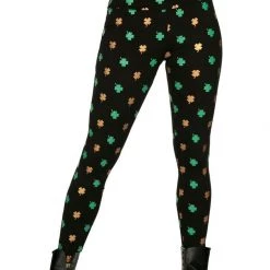 Tipsy Elves Gold Foil Clover High Waisted Leggings 6 Tipsy Elves Gold Foil Clover High Waisted Leggings