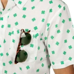 Tipsy Elves Men's White Crushin' Clovers Button Down Shirt