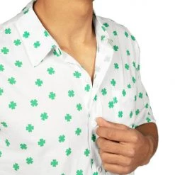 Tipsy Elves Men's White Crushin' Clovers Button Down Shirt