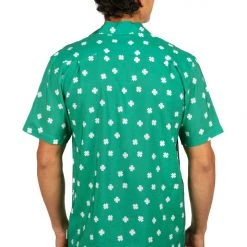Tipsy Elves Men's Green Crushin' Clovers Button Down Shirt